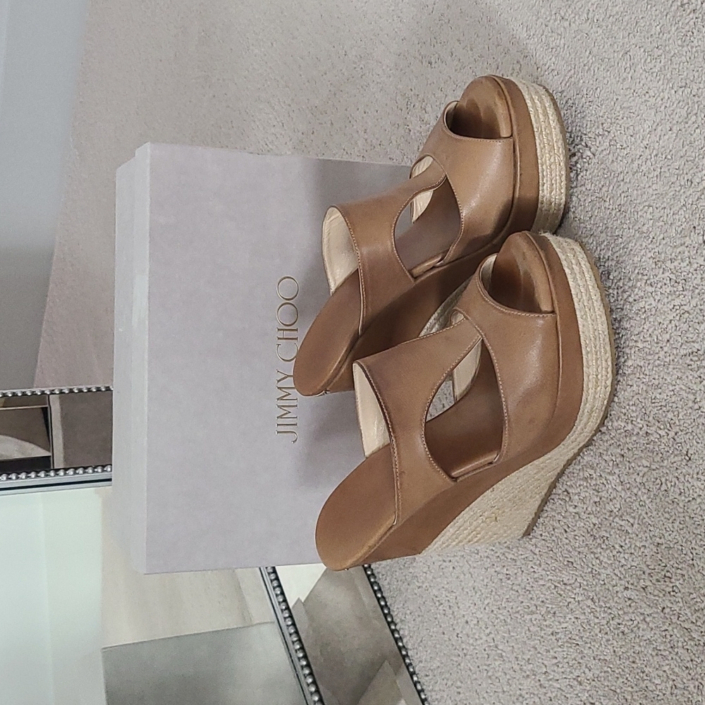 Jimmy Choo Leather Espadrille Wedges